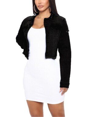 Women's Black Camouflage Denim Jackets Long Sleeve Zipper Jackets with Pocket